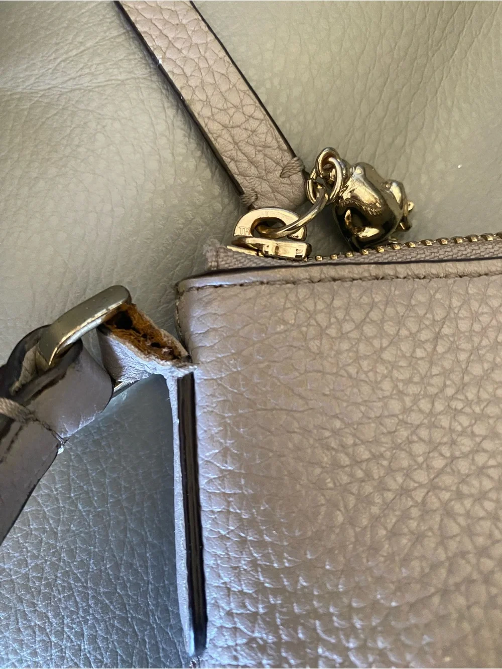 kate spade Light Gray Pebbled Leather Crossbody with Tassel
